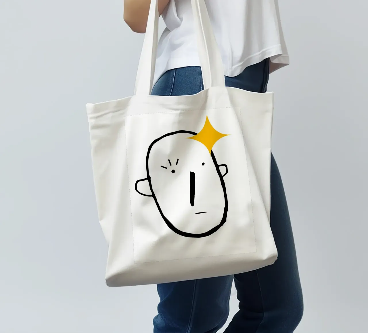 Simplistic face tote bag by LisaArtes