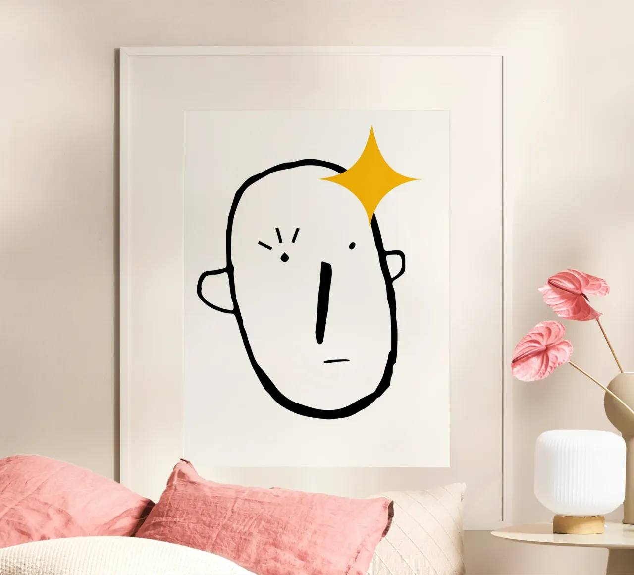 Simplistic face poster con telaio in plastica da LisaArtes