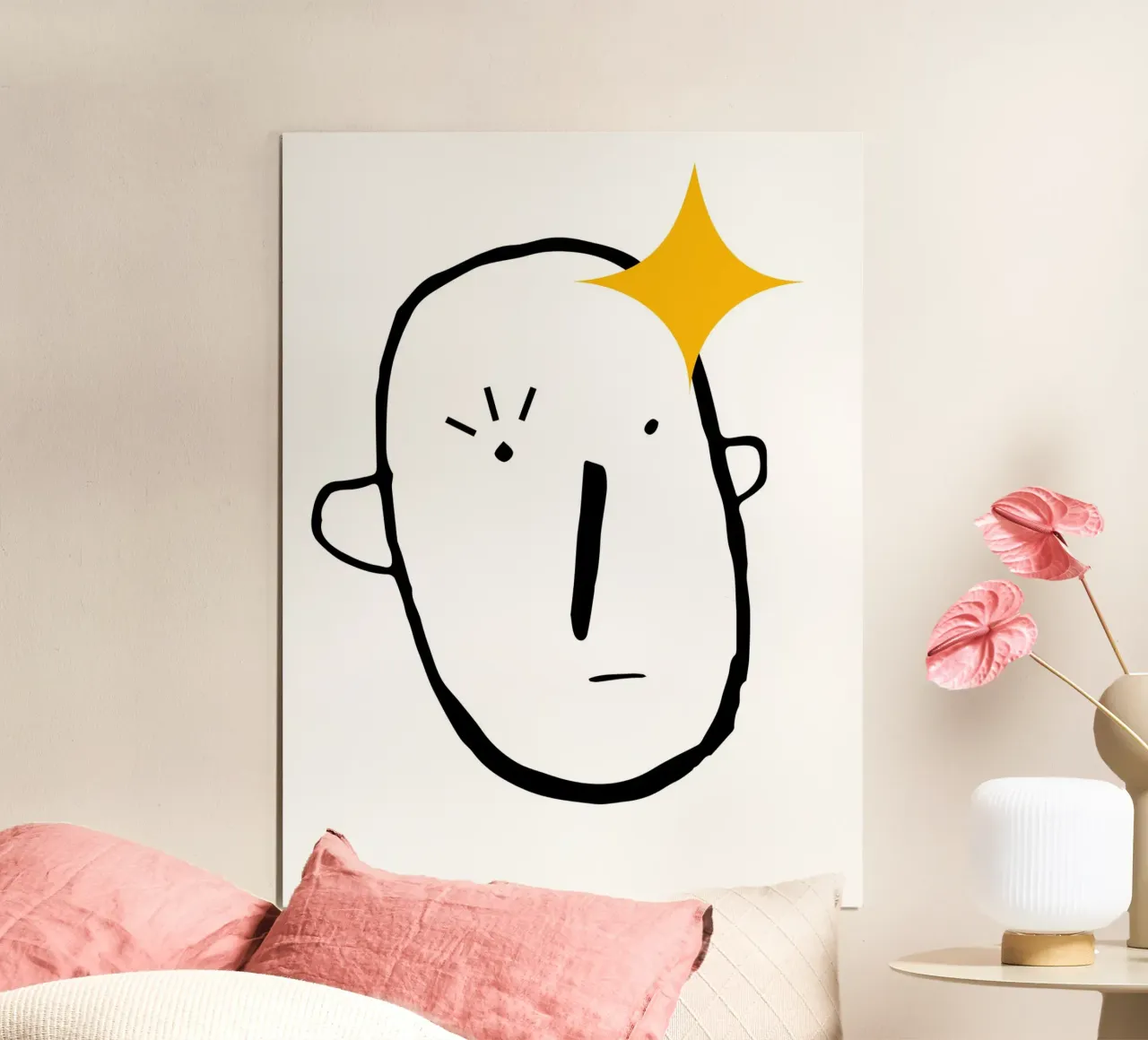 Simplistic face poster con telaio in plastica da LisaArtes