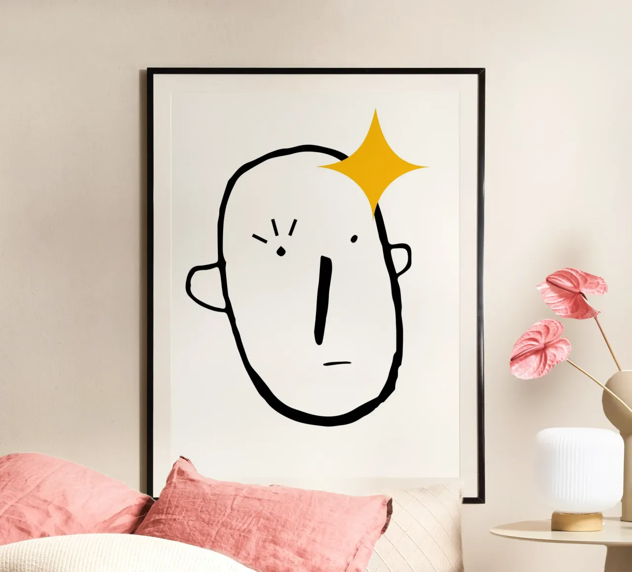 Simplistic face poster con telaio in plastica da LisaArtes
