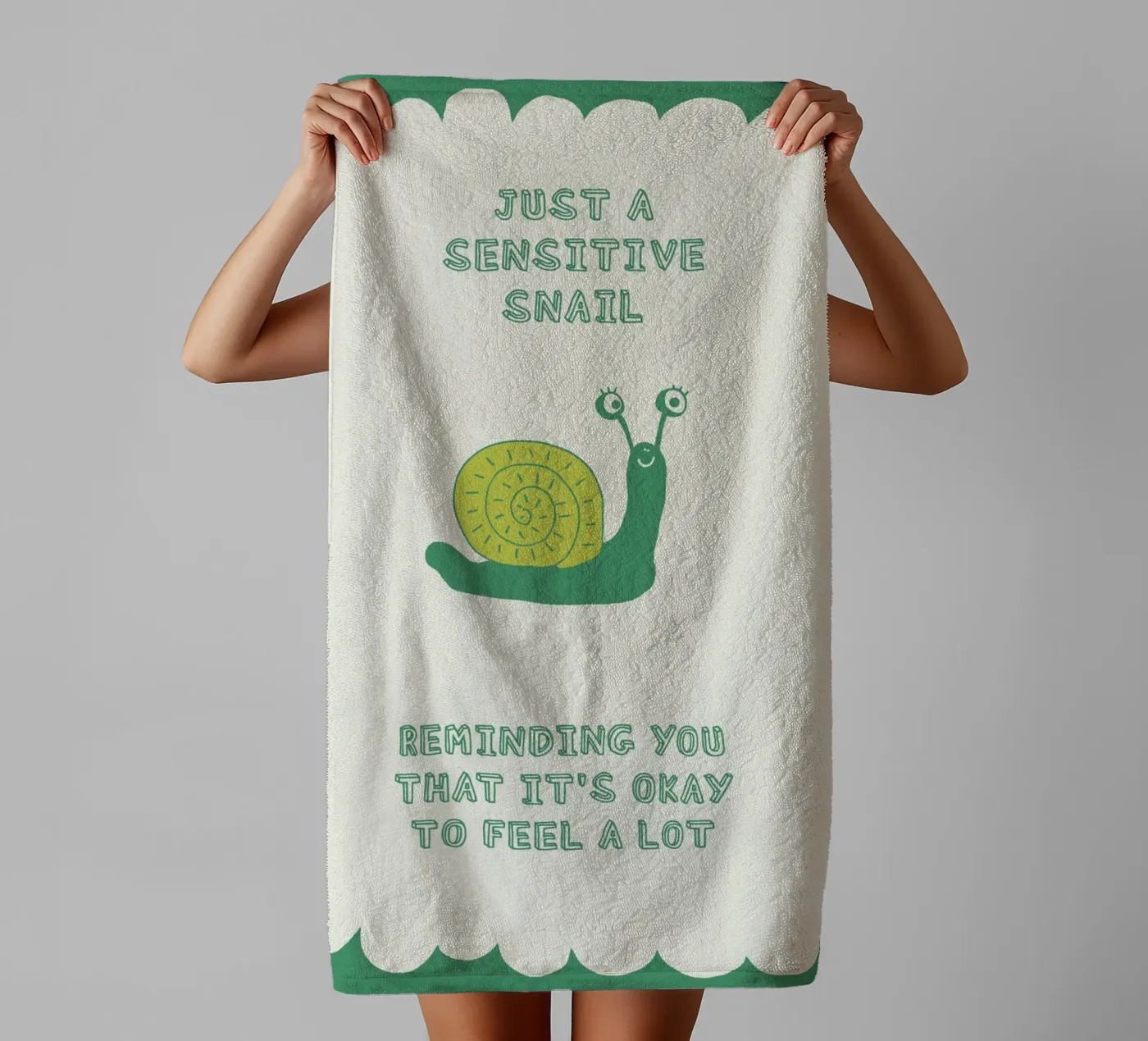 sensitive snail towel by thesoulhugclub
