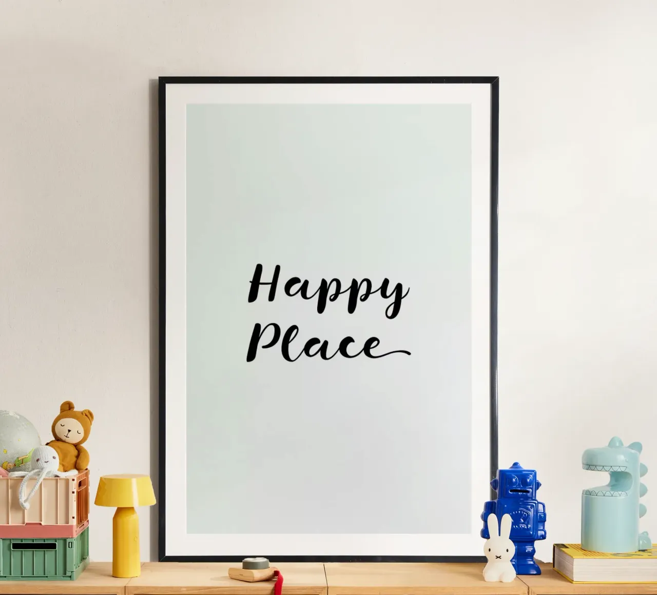 Happy poster con telaio in alluminio da typed