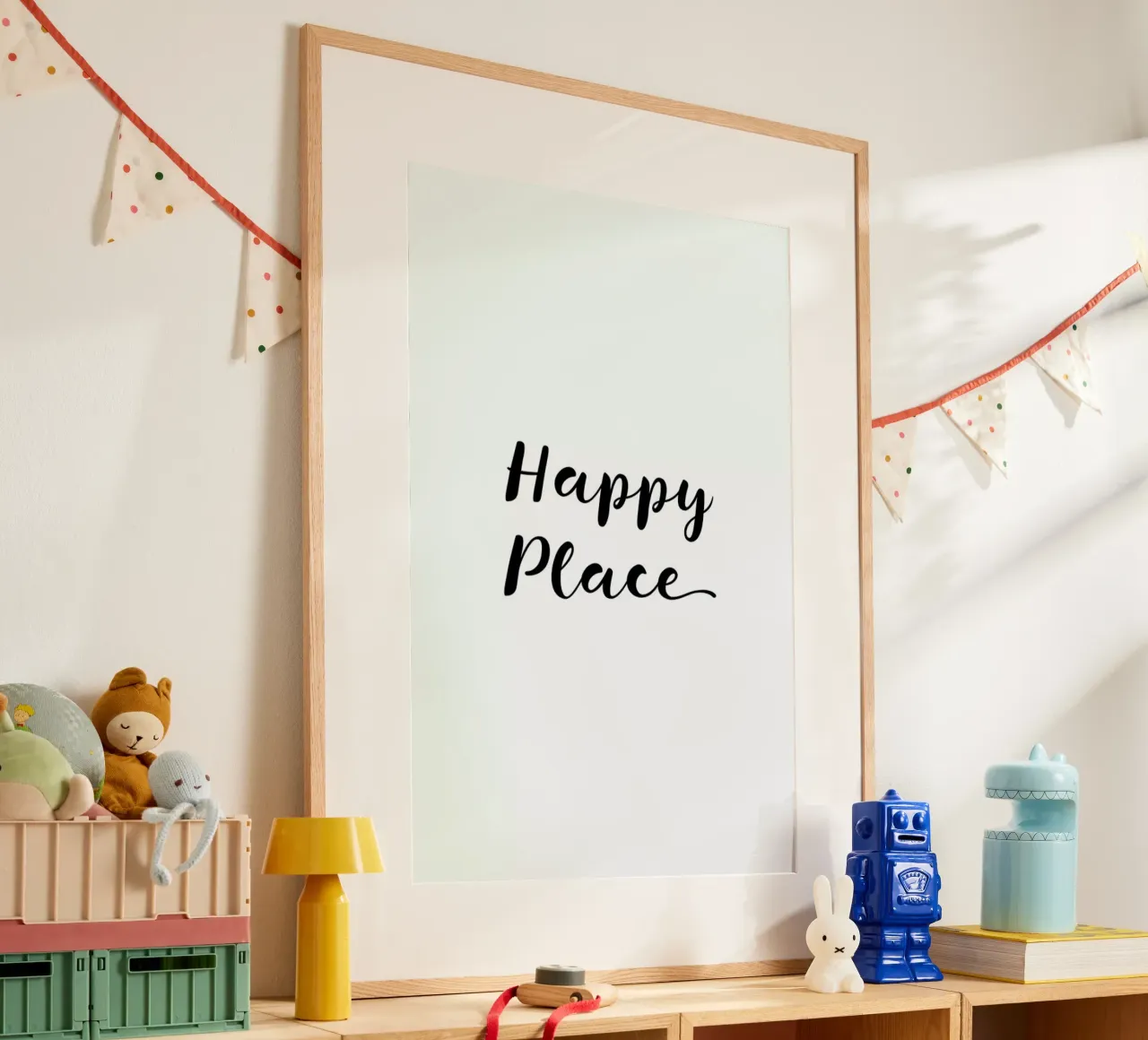Happy poster con telaio in alluminio da typed