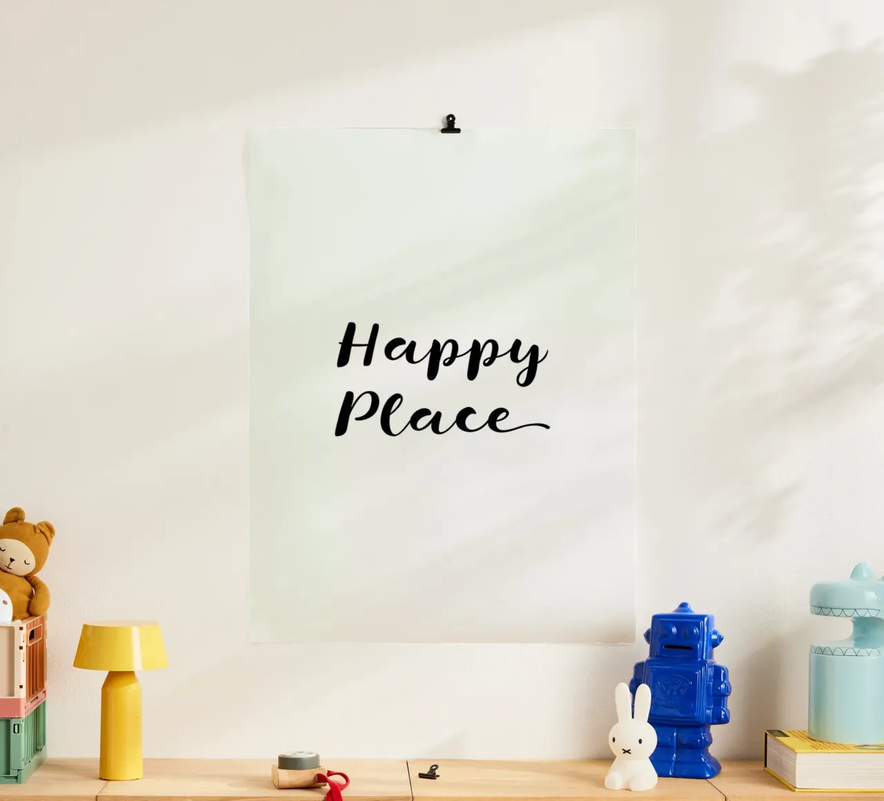 Happy poster con telaio in alluminio da typed
