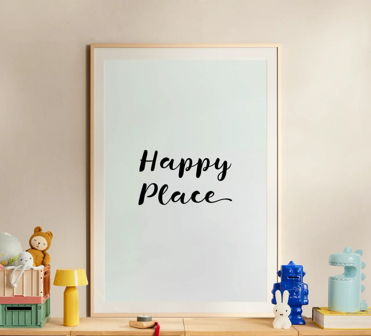Happy poster con telaio in alluminio da typed