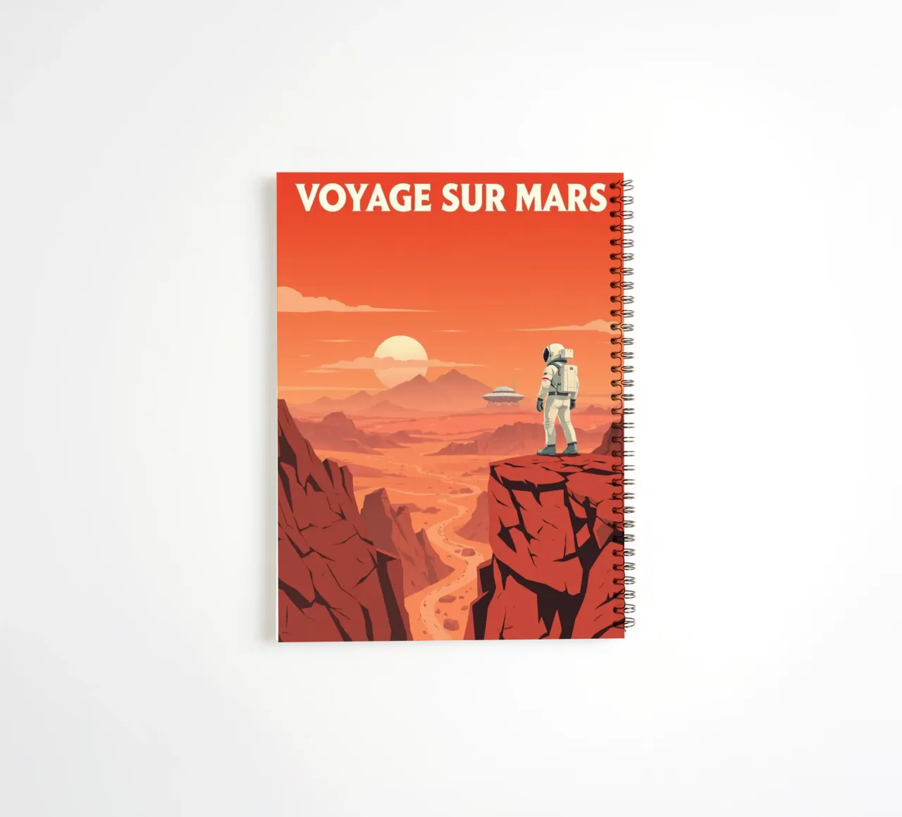 Journey to Mars - Retro space exploration poster spiral notebook by PrintMoiUnTruc