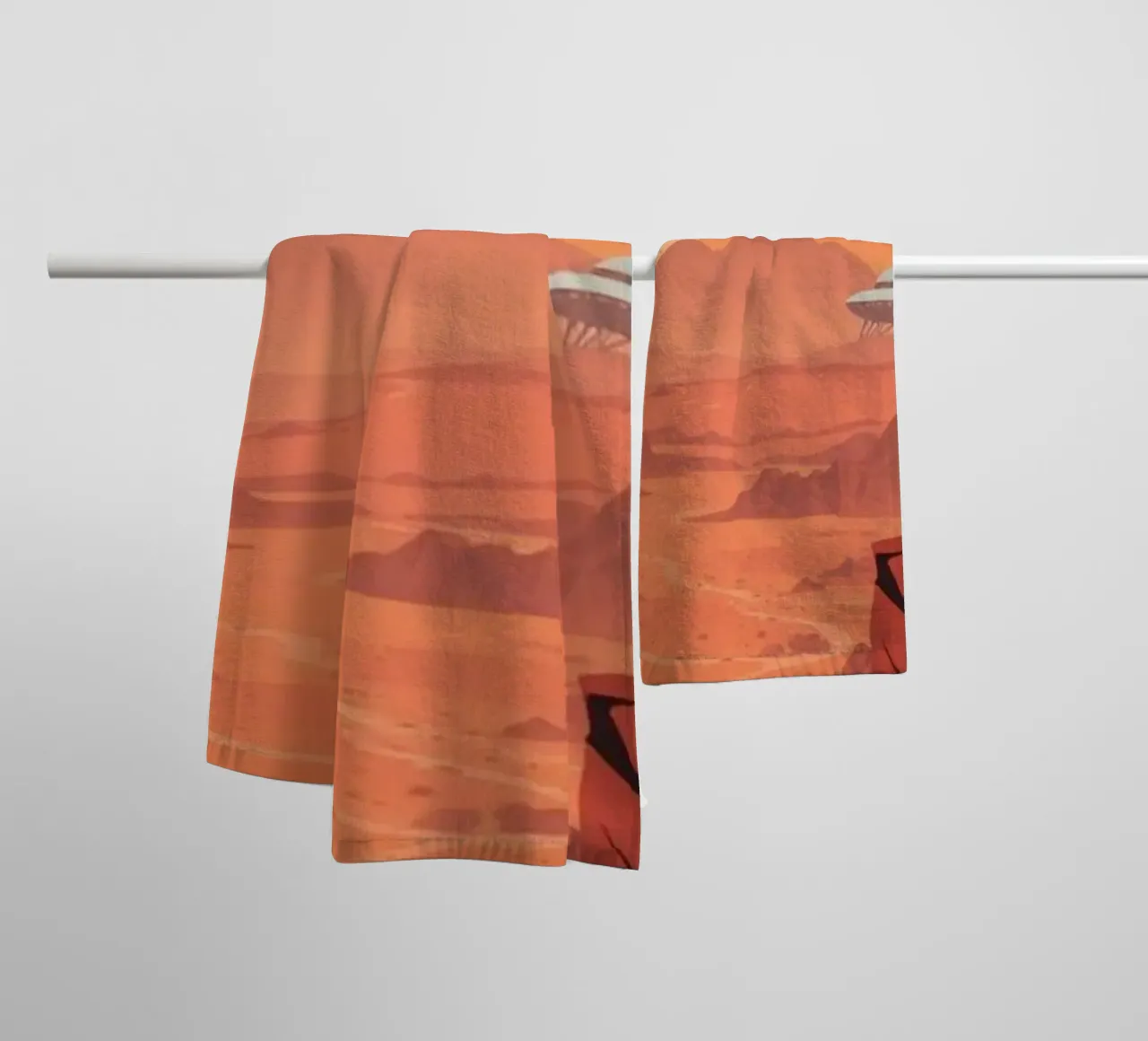Journey to Mars - Retro space exploration poster towel by PrintMoiUnTruc