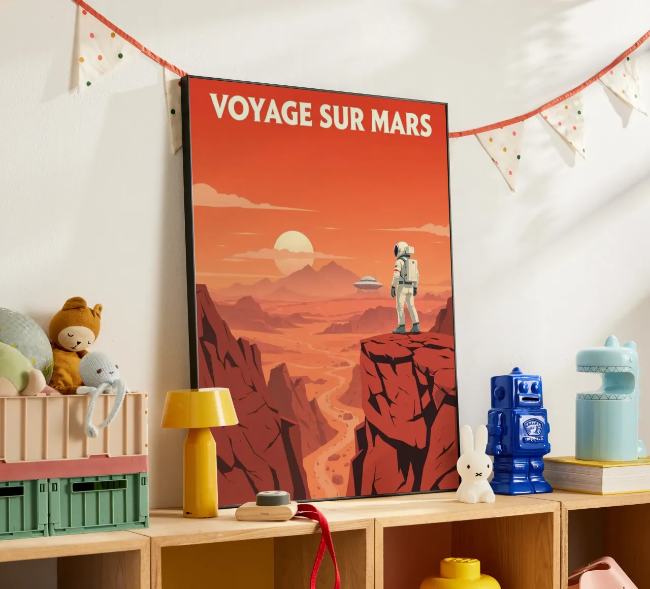 Journey to Mars - Retro space exploration poster alu-dibond by PrintMoiUnTruc