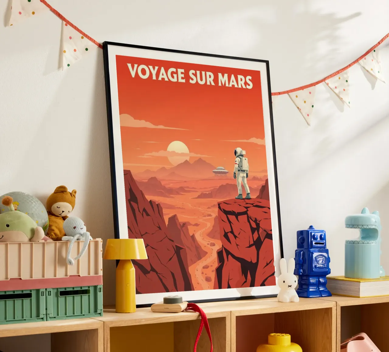 Reise zum Mars - Retro-Poster zur Weltraumforschung Hahnemühle von PrintMoiUnTruc