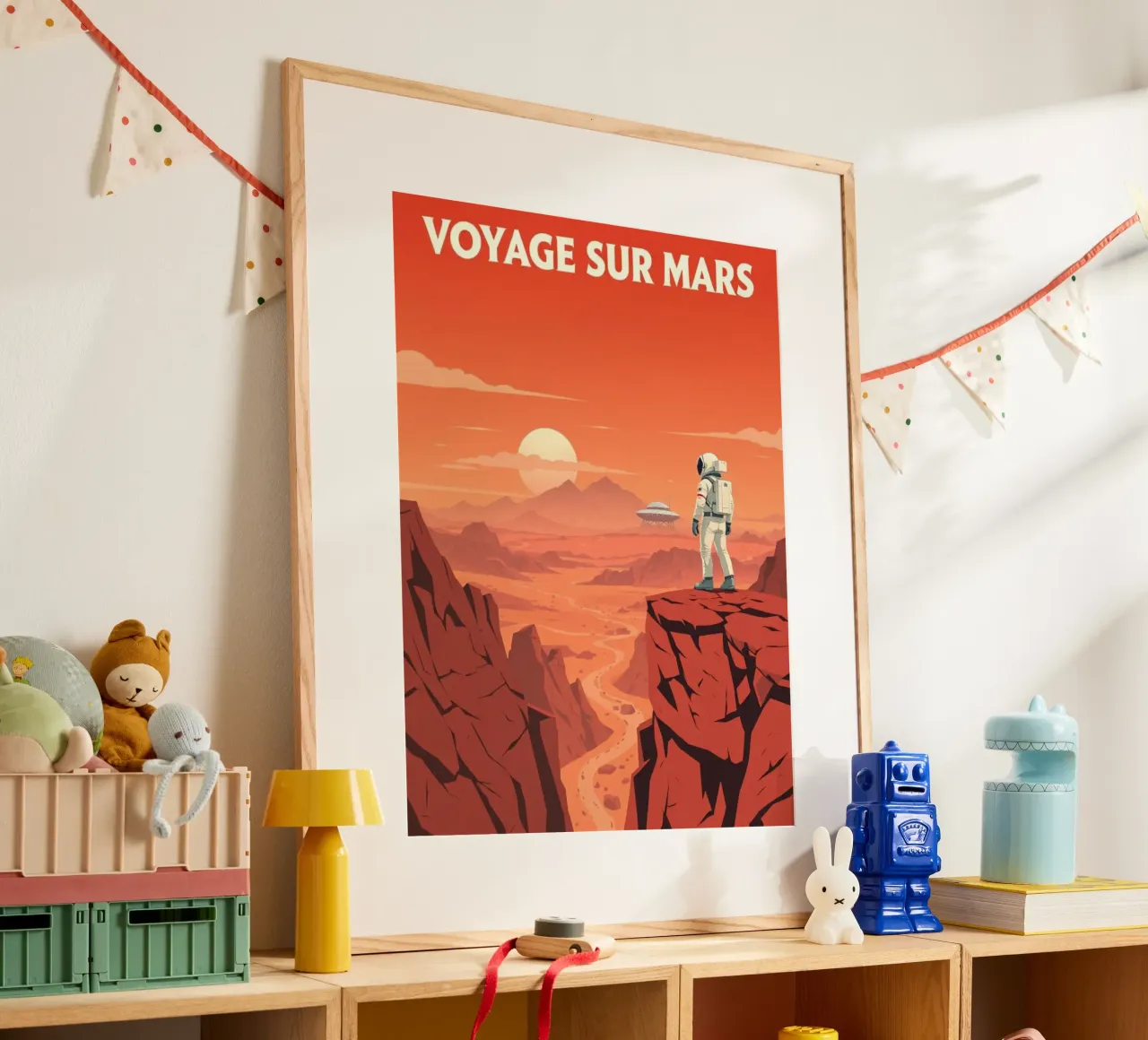 Reise zum Mars - Retro-Poster zur Weltraumforschung Hahnemühle von PrintMoiUnTruc