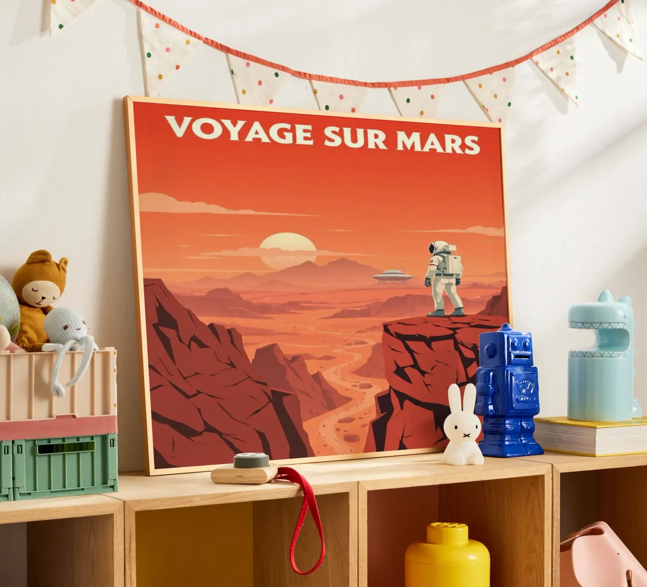 Reise zum Mars - Retro-Poster zur Weltraumforschung Hahnemühle von PrintMoiUnTruc