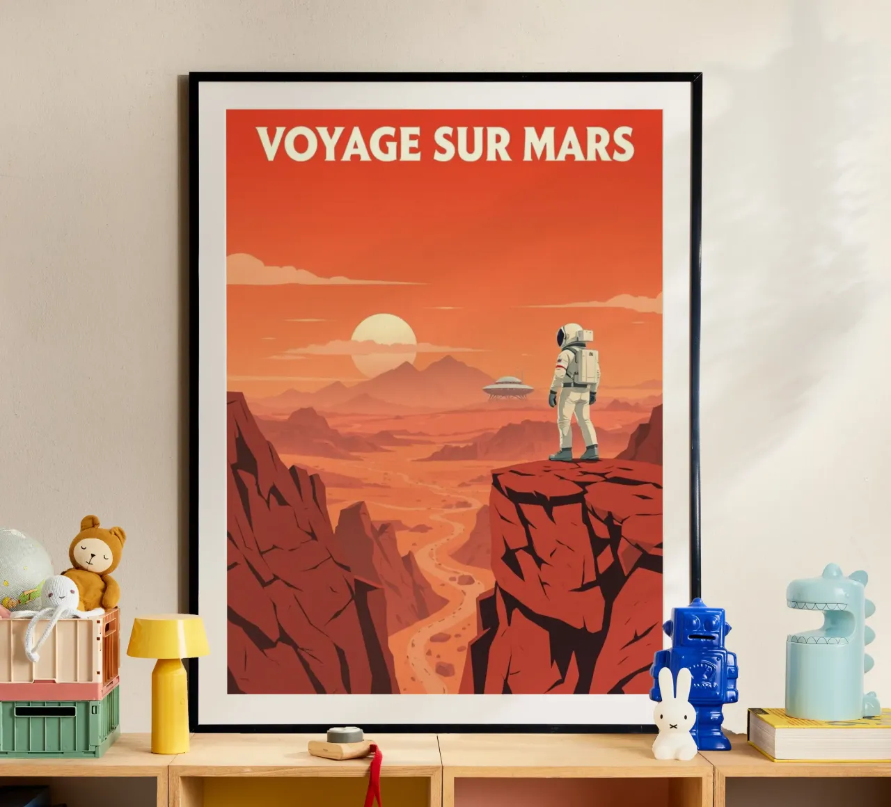 Reise zum Mars - Retro-Poster zur Weltraumforschung Hahnemühle von PrintMoiUnTruc