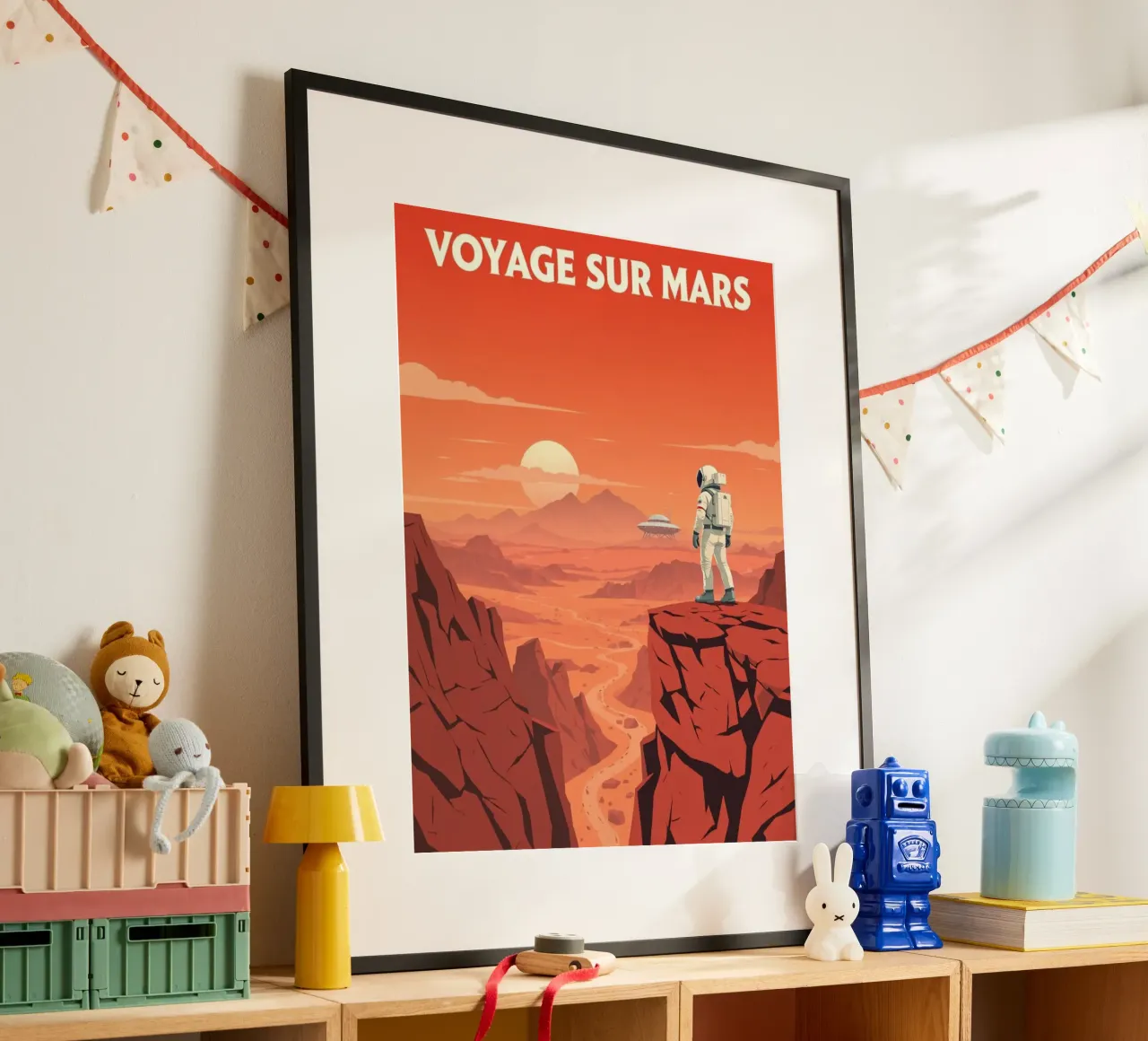 Reise zum Mars - Retro-Poster zur Weltraumforschung Hahnemühle von PrintMoiUnTruc