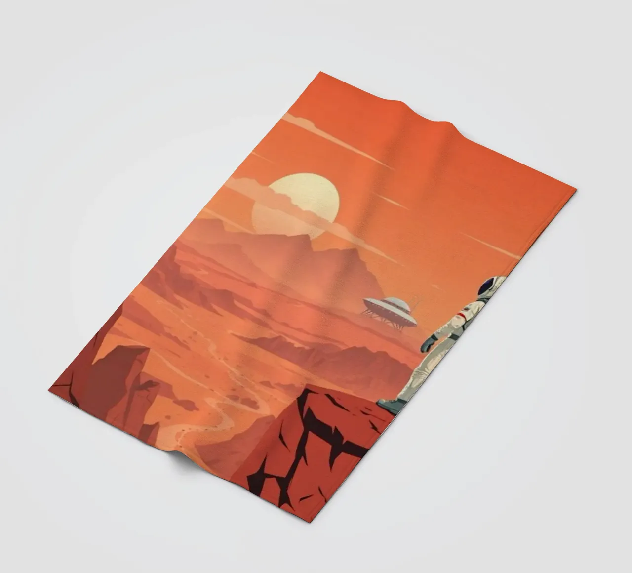 Journey to Mars - Retro space exploration poster fleece blanket by PrintMoiUnTruc