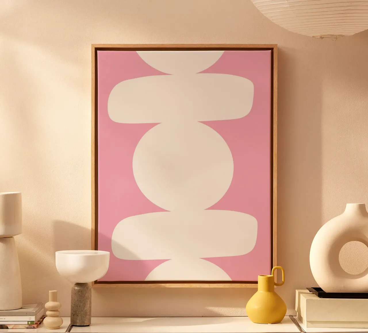Geometric white canvas met Baklijst van LisaArtes