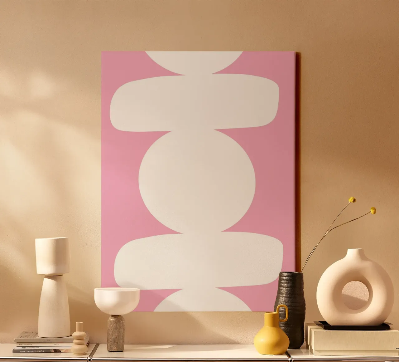 Geometric white canvas met Baklijst van LisaArtes