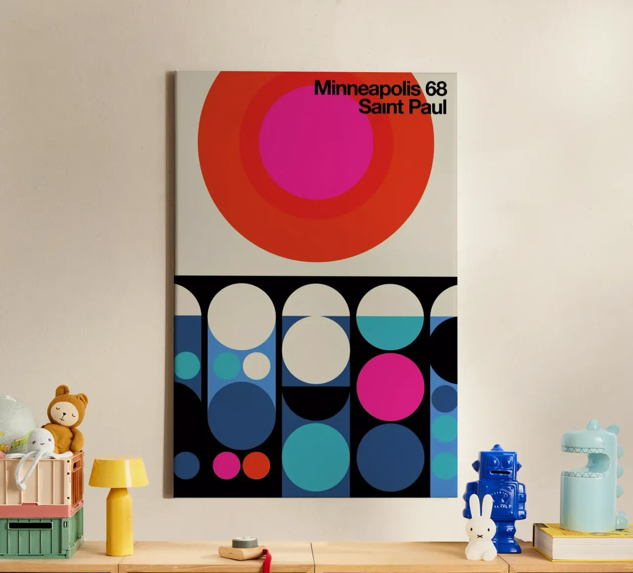Minneapolis-Saint Paul 68 canvas met Baklijst van Bo Lundberg