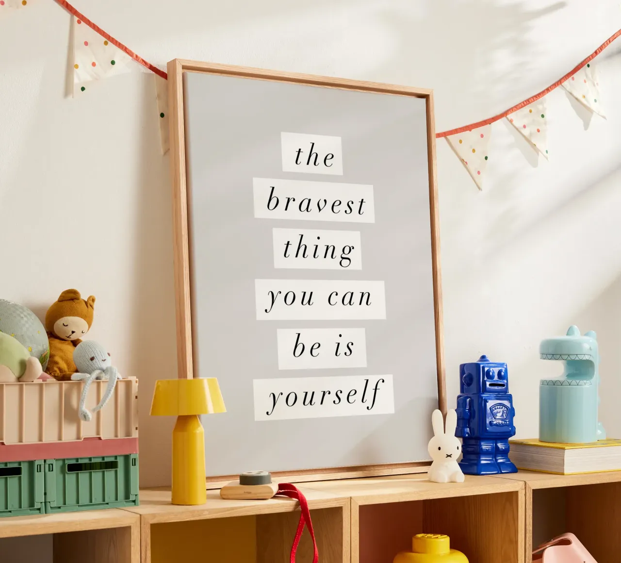 The Bravest Thing You Can Be Is Yourself Typografie Design canvas by THE MOTIVATED TYPE