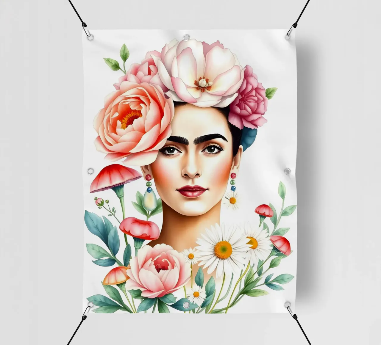 Corona di fiori Frida Kahlo telo in pvc da ARTOMATIC
