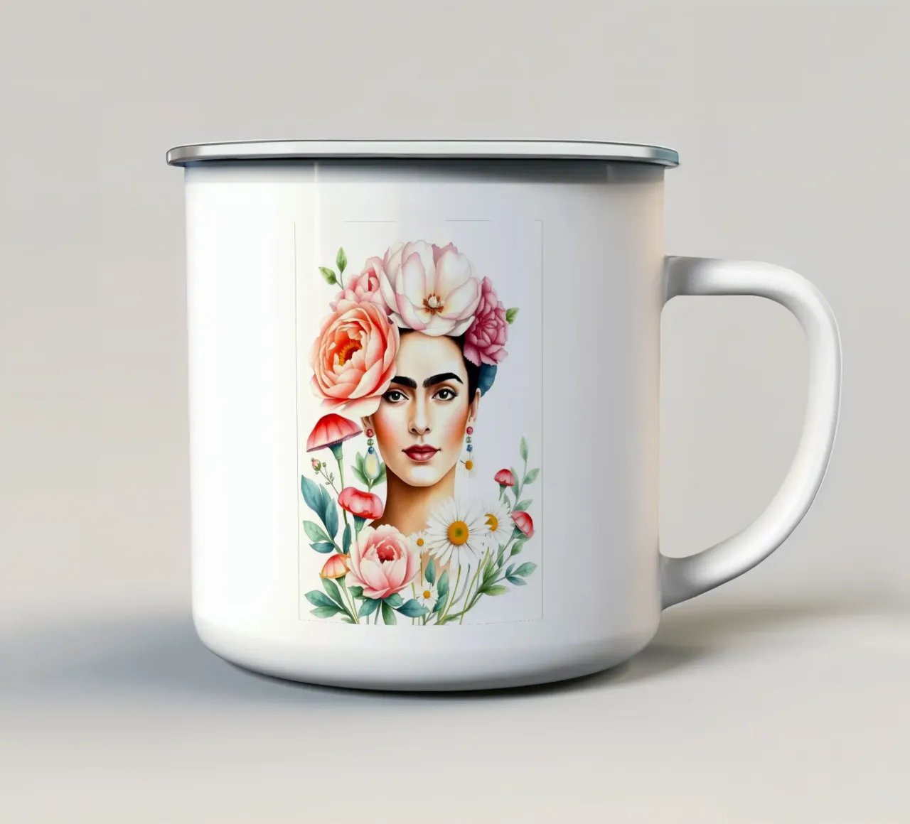 Corona di fiori Frida Kahlo tazza in smalto da ARTOMATIC