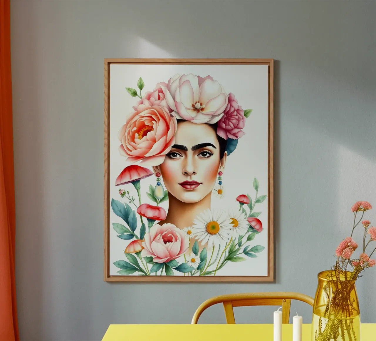 Corona di fiori Frida Kahlo alluminio dibond da ARTOMATIC