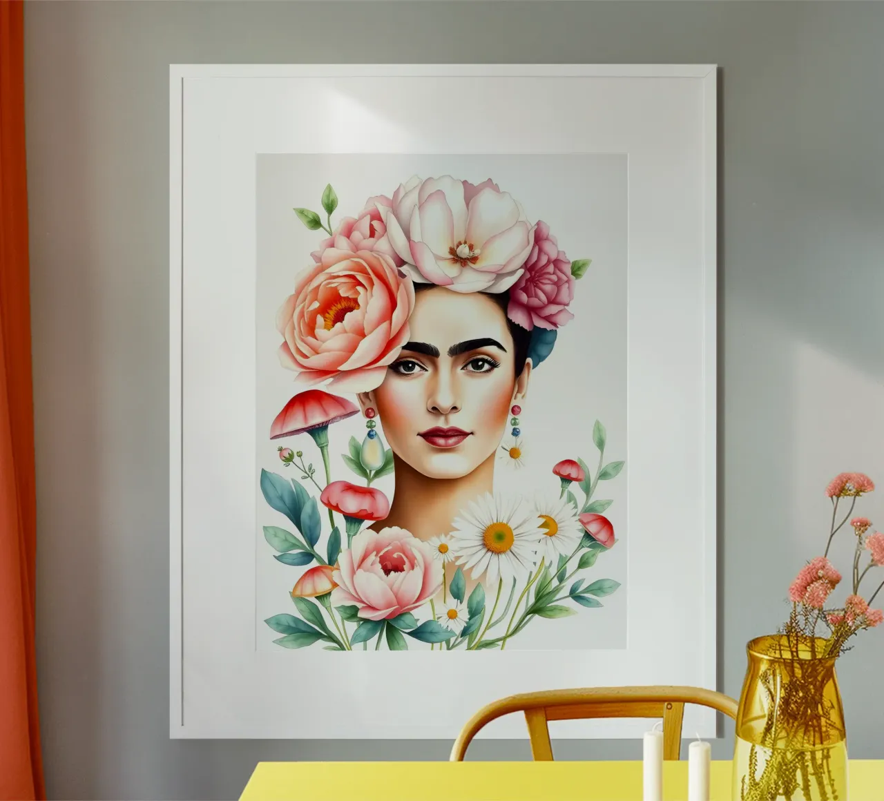 Corona di fiori Frida Kahlo carta hahnemühle da ARTOMATIC