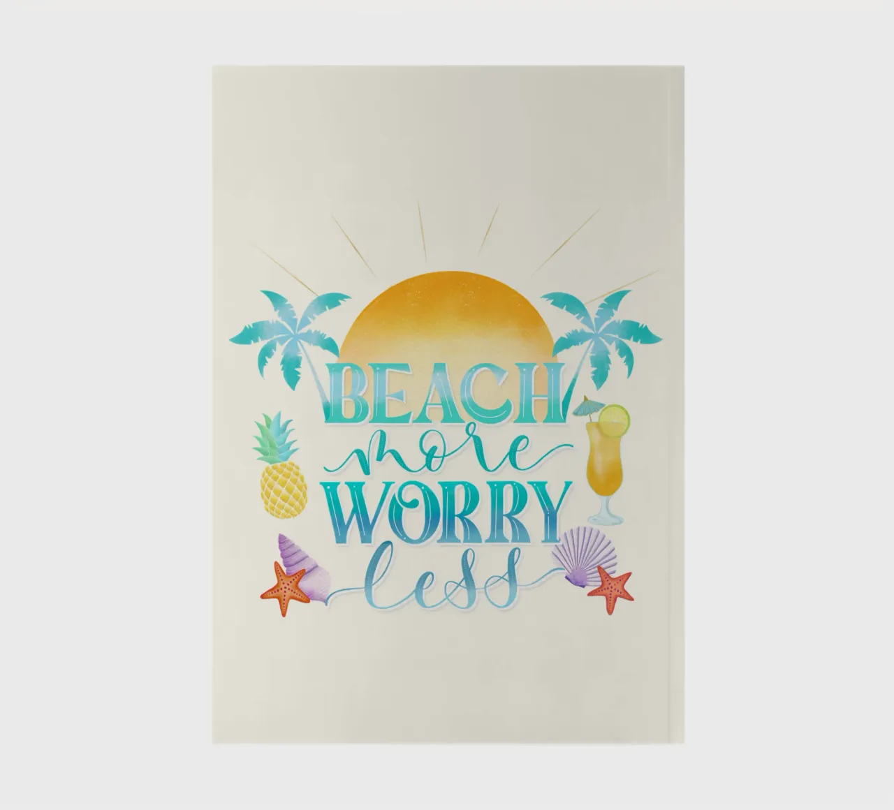 Spiaggiare di più. Worry Less. Lettering fresco con sensazione di spiaggia diario da CalliLetters