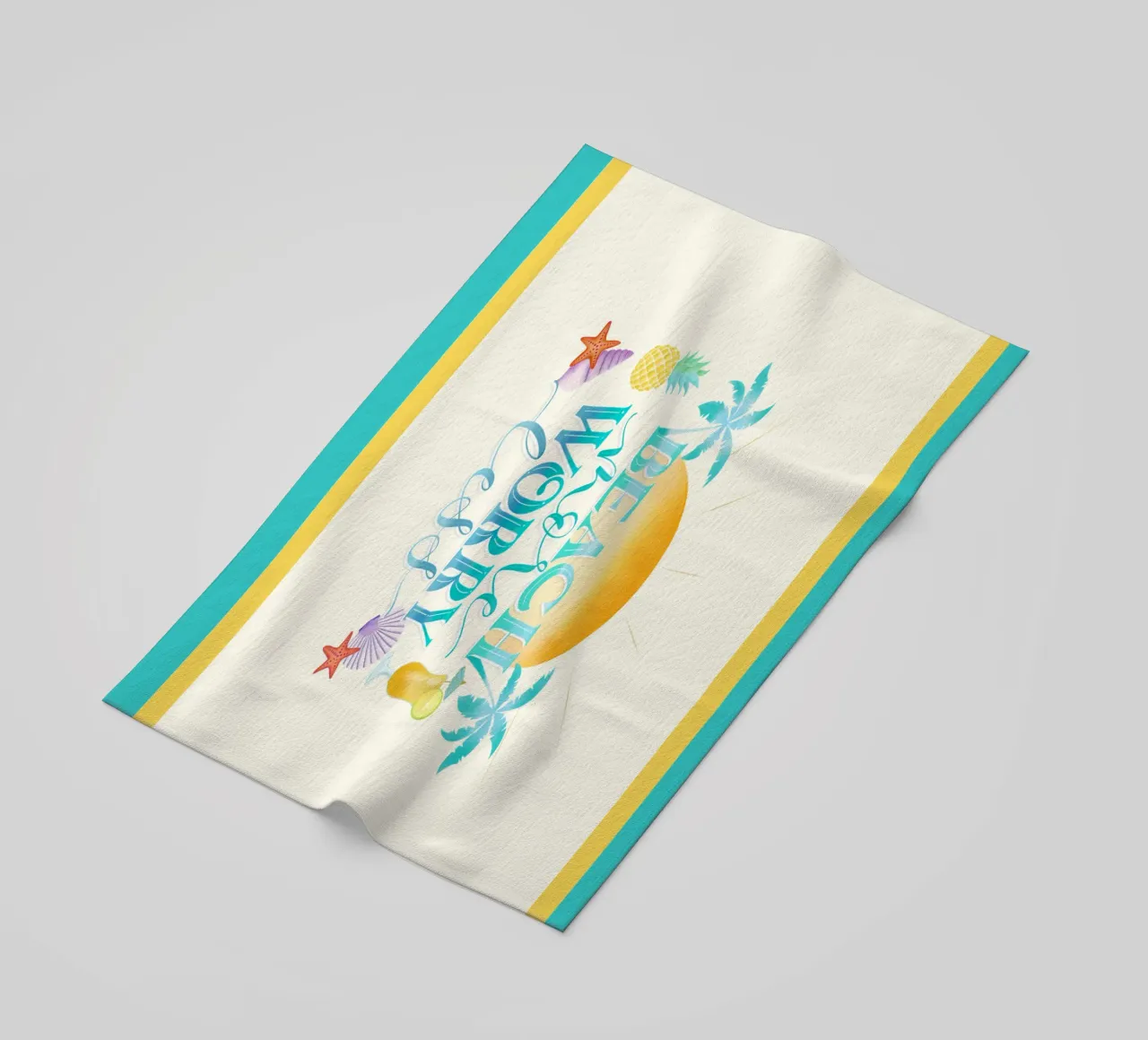 Spiaggiare di più. Worry Less. Lettering fresco con sensazione di spiaggia telo mare da CalliLetters