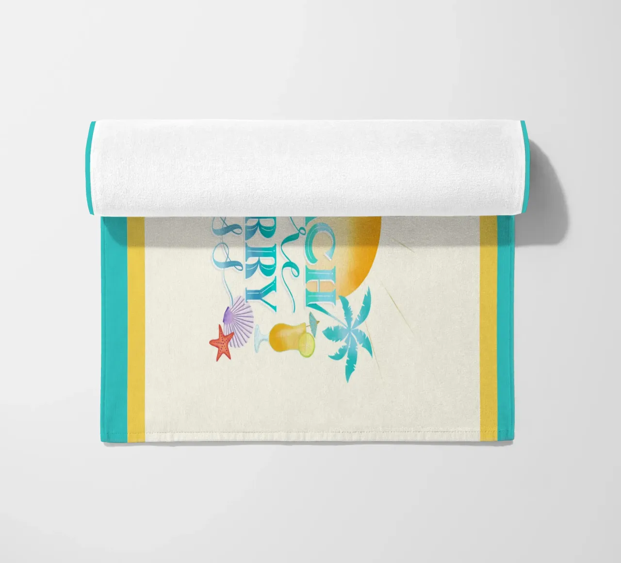 Mehr Strand. Worry Less. Cooles Lettering mit Strandfeeling Strandtuch von CalliLetters