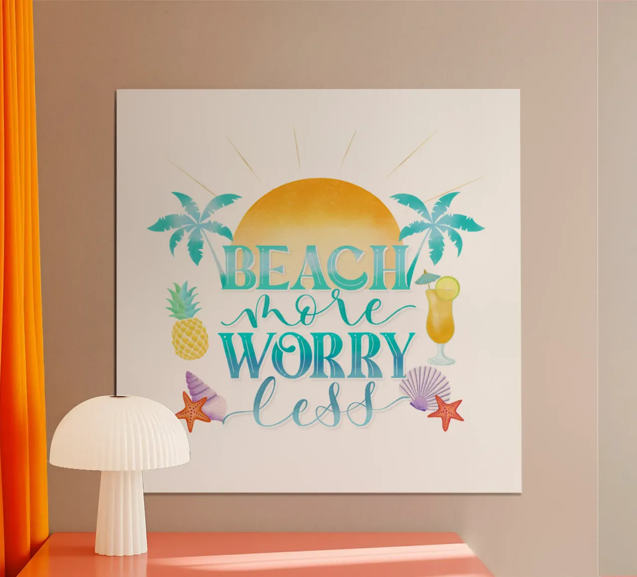 Spiaggiare di più. Worry Less. Lettering fresco con sensazione di spiaggia carta hahnemühle da CalliLetters