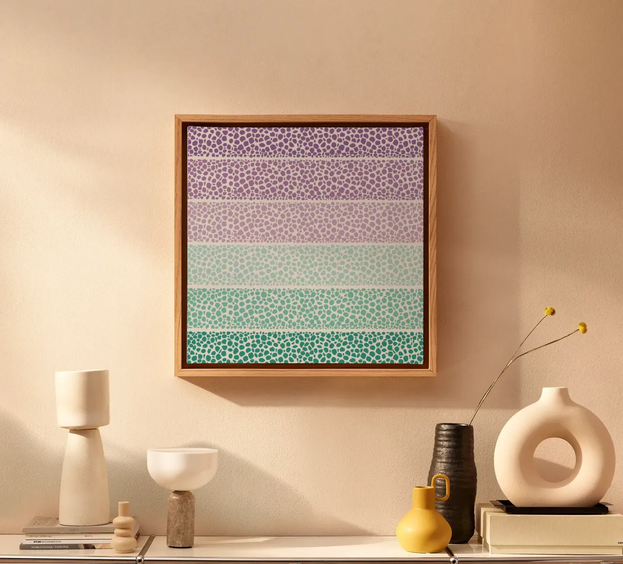 Riverside Colored Pebbles tela con Cornice a cassetta da Pom Graphic Design