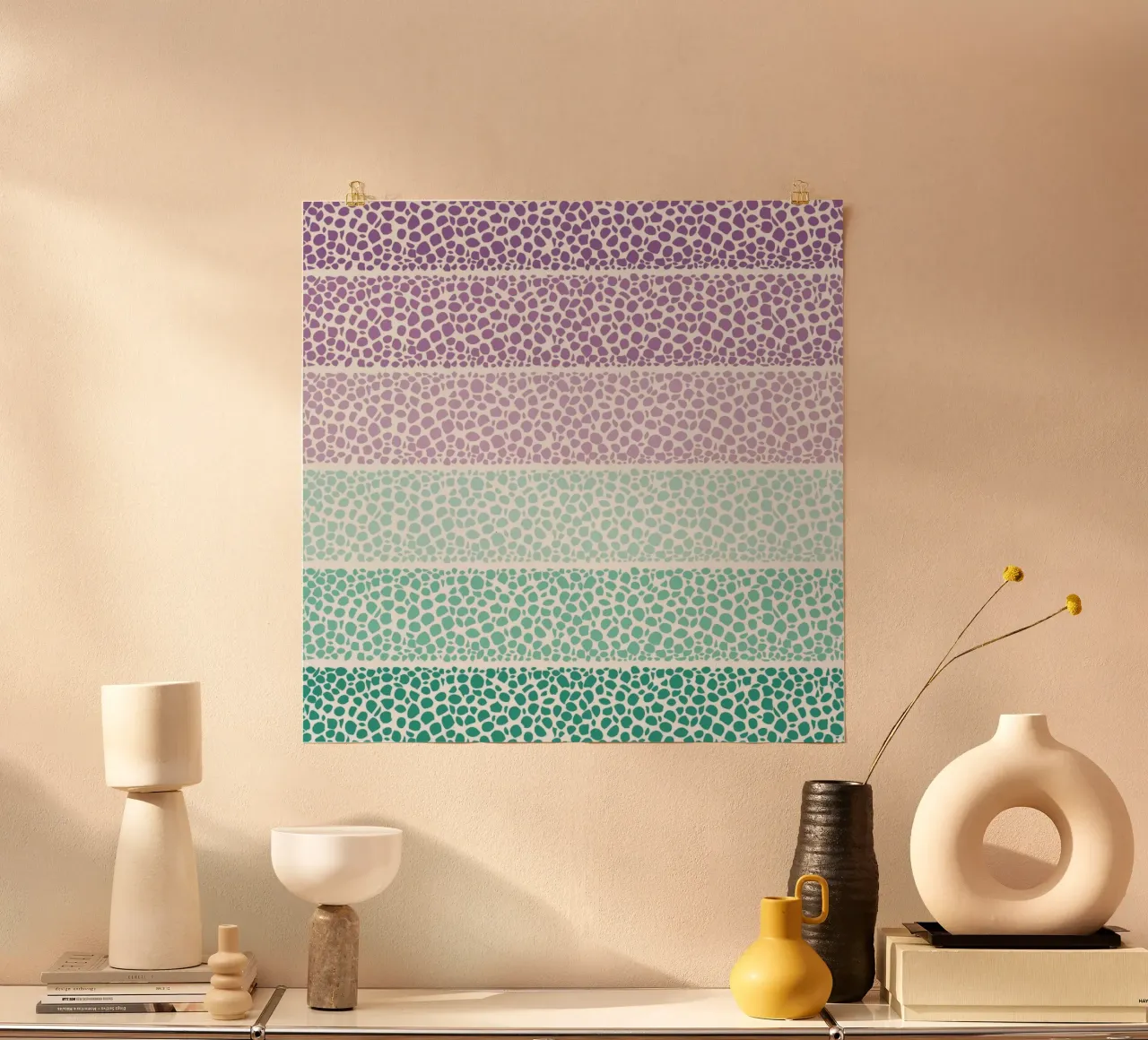 Riverside Colored Pebbles poster con telaio in alluminio da Pom Graphic Design