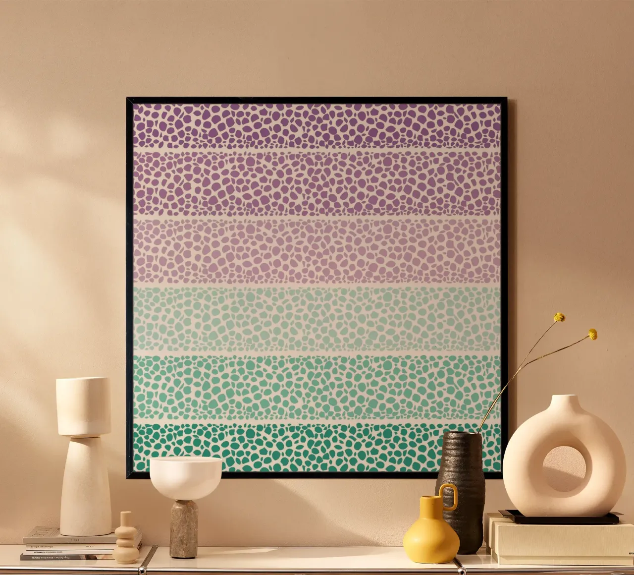 Riverside Colored Pebbles poster con telaio in alluminio da Pom Graphic Design