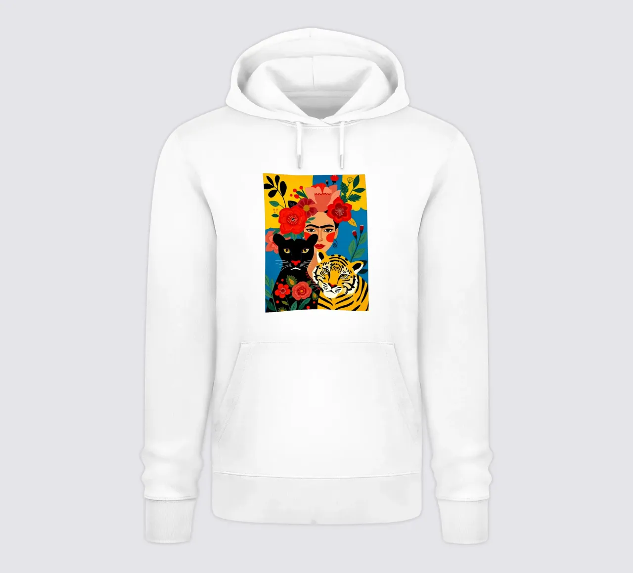 FRIDA KAHLO CON TIGRE E PANTERA felpa con cappuccio da ARTOMATIC