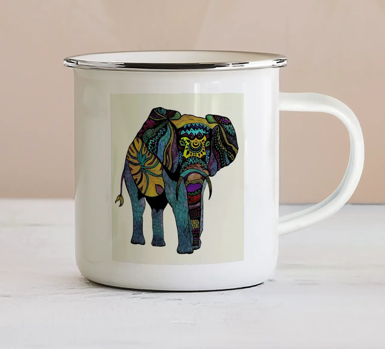Elephant of Namibia tazza in smalto da Pom Graphic Design