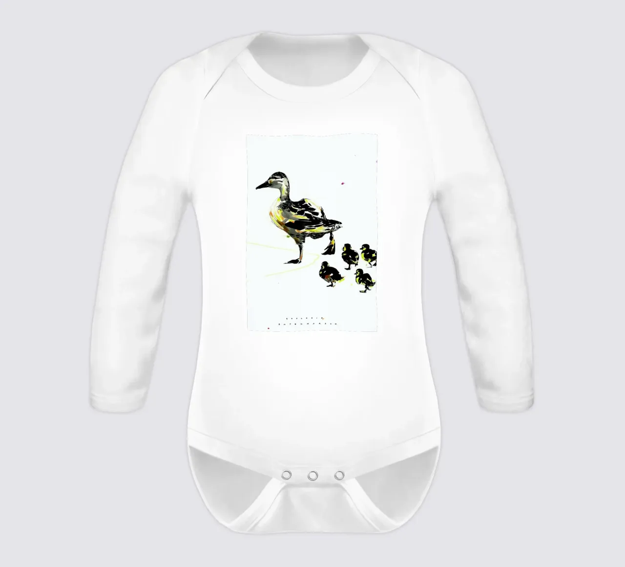 Ducks long-sleeve baby romper by Mala Alani