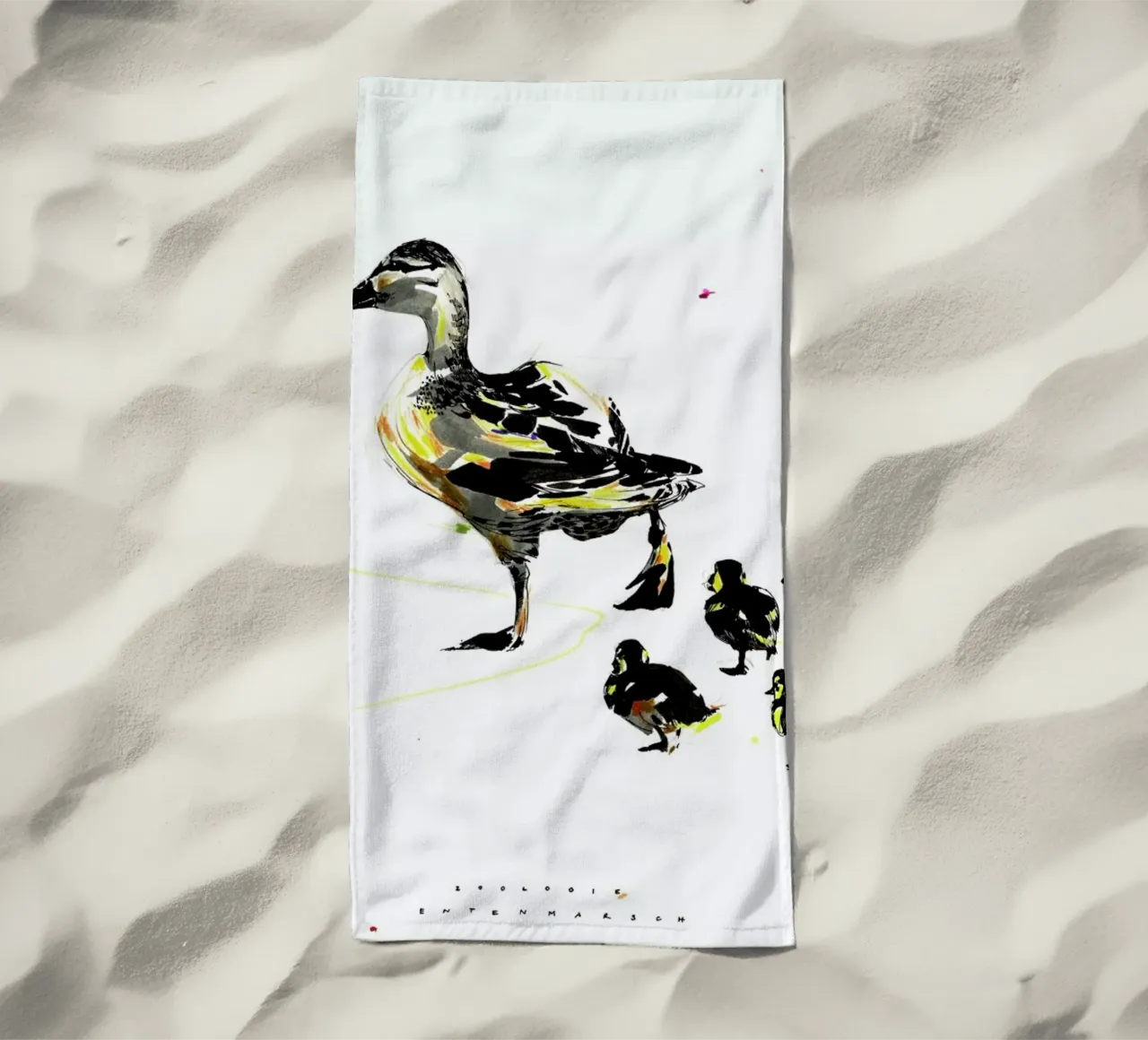 Ducks beach towel by Mala Alani