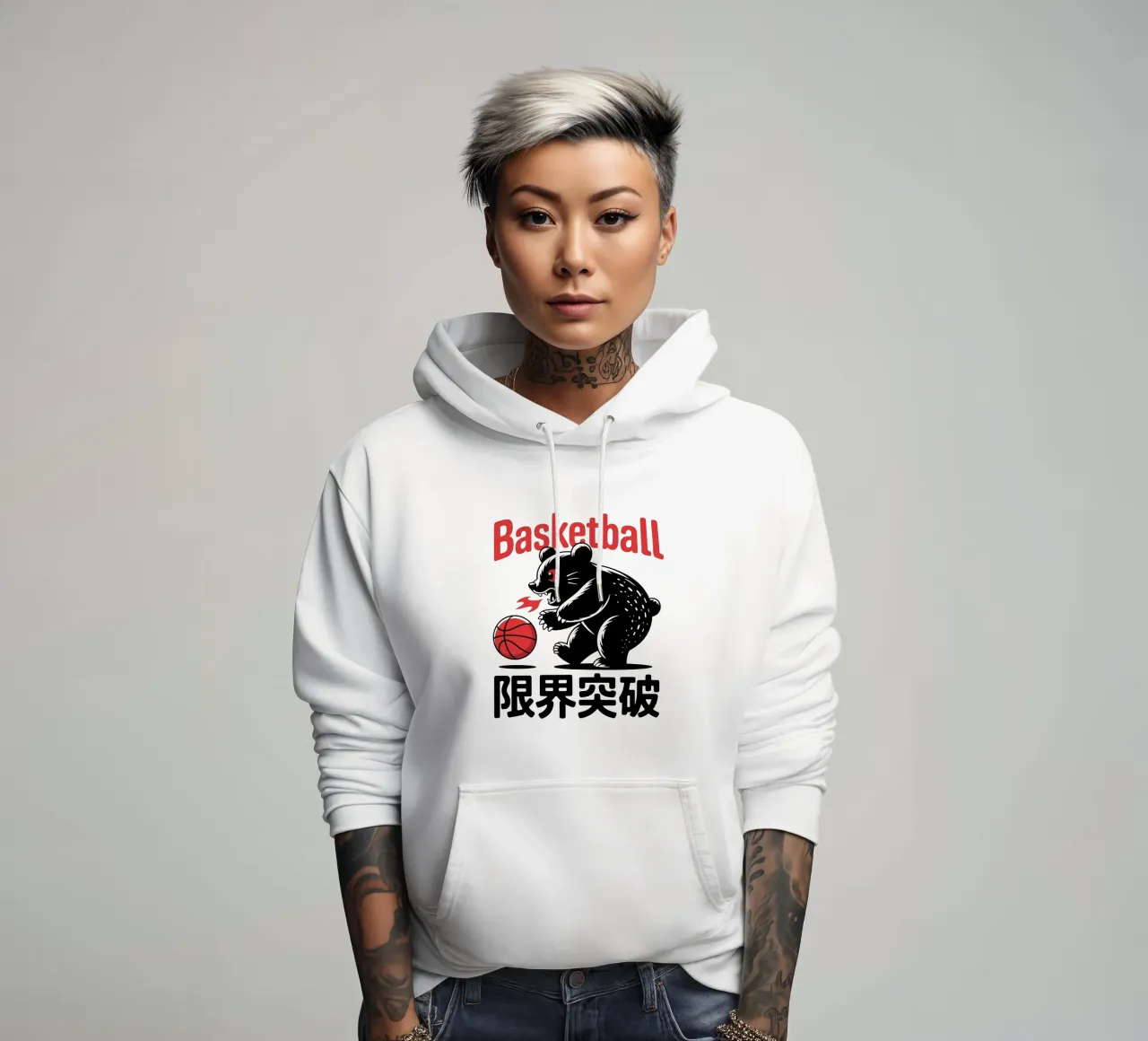Orso da basket Design grafico giapponese - Limit Break Kanji felpa con cappuccio da GameDay Studio