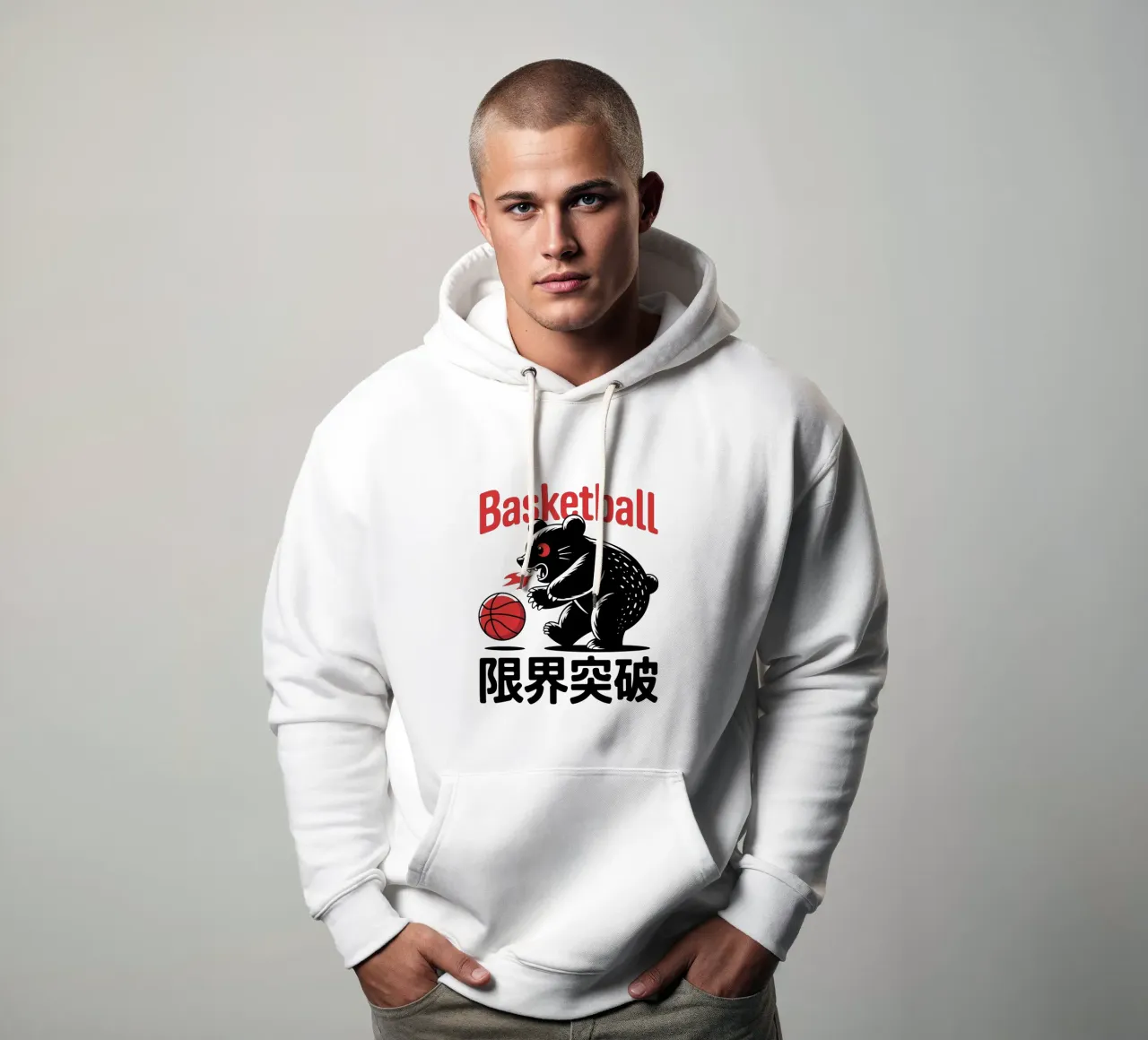 Orso da basket Design grafico giapponese - Limit Break Kanji felpa con cappuccio da GameDay Studio
