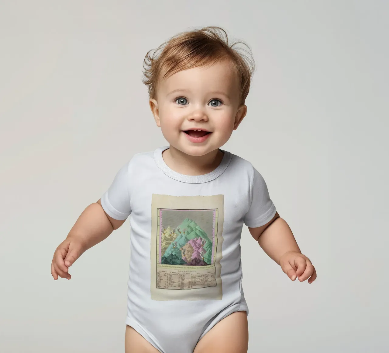 Finley Comparative Map Of The Principle Mountains Of The World body neonato maniche corte da Artokoloro Quint Lox Ltd