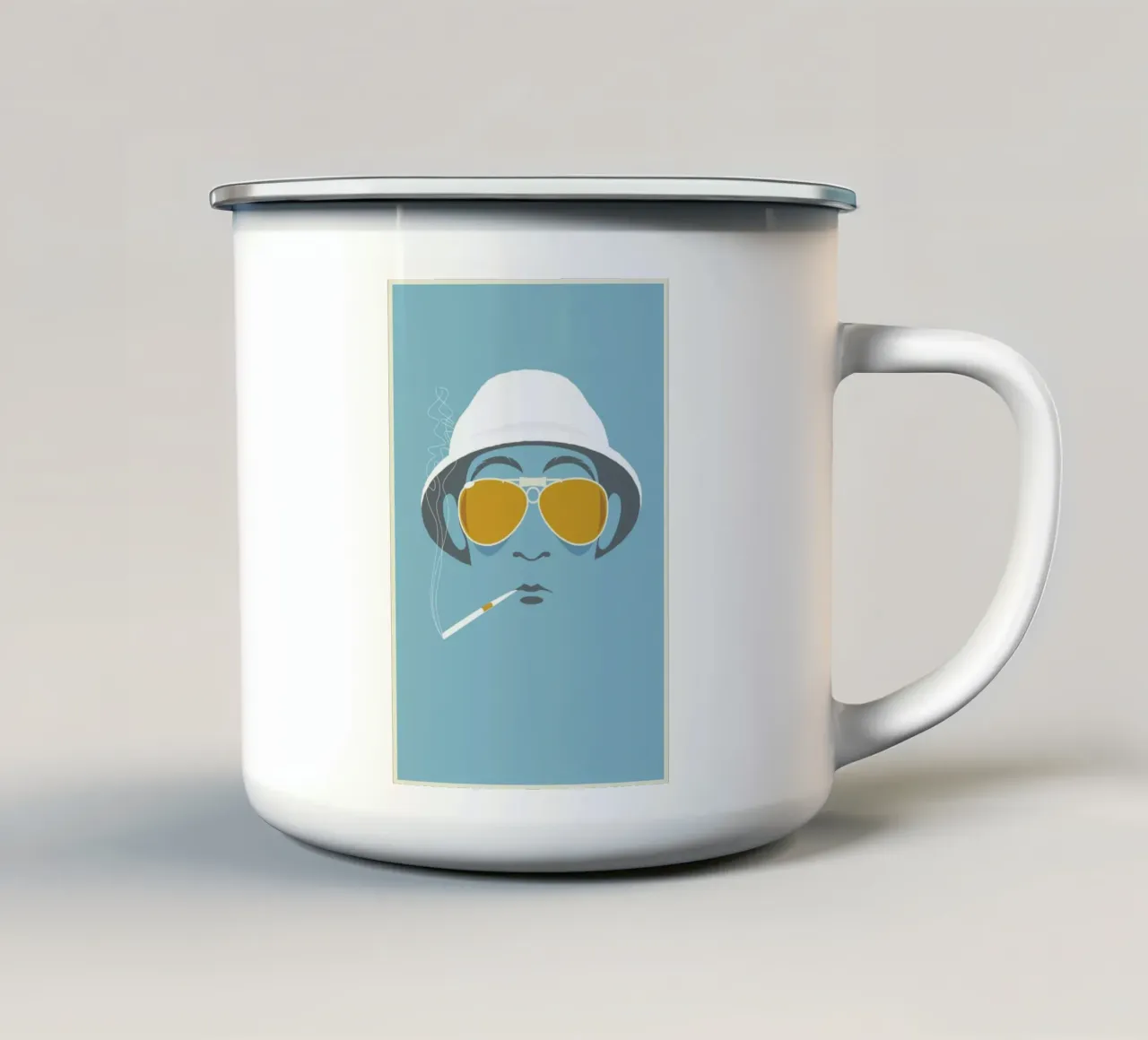 Fear n Loathing enamel mug by Bruno Morphet
