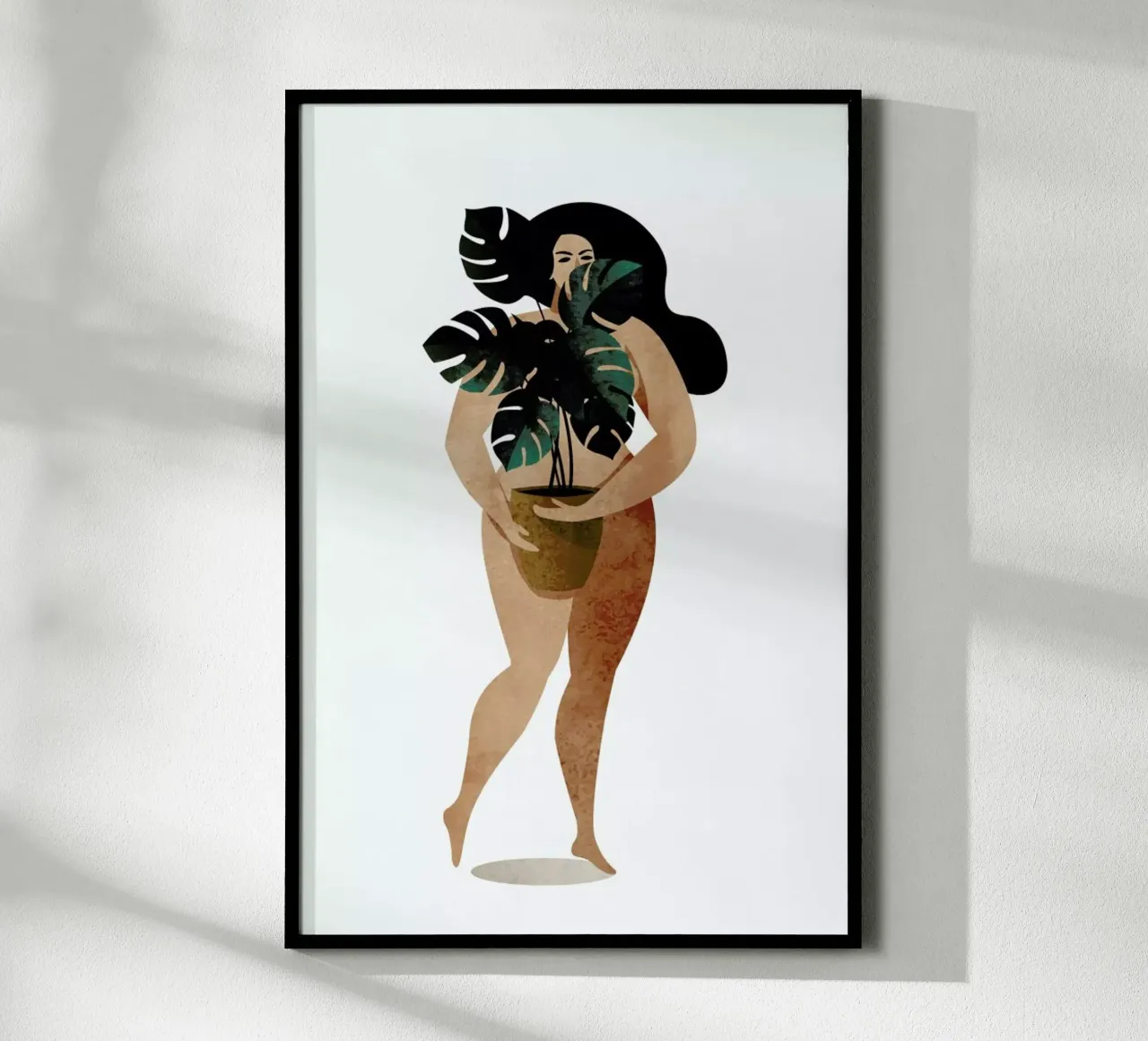 Nude with Plant poster with aluminum frame by Kubistika