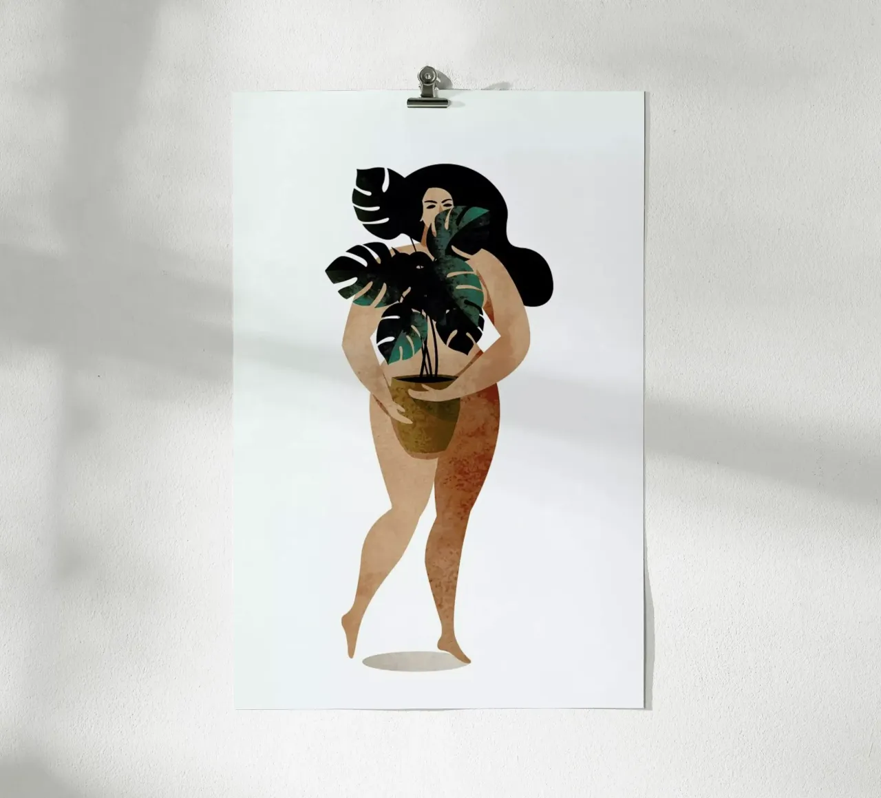Nude with Plant poster with aluminum frame by Kubistika