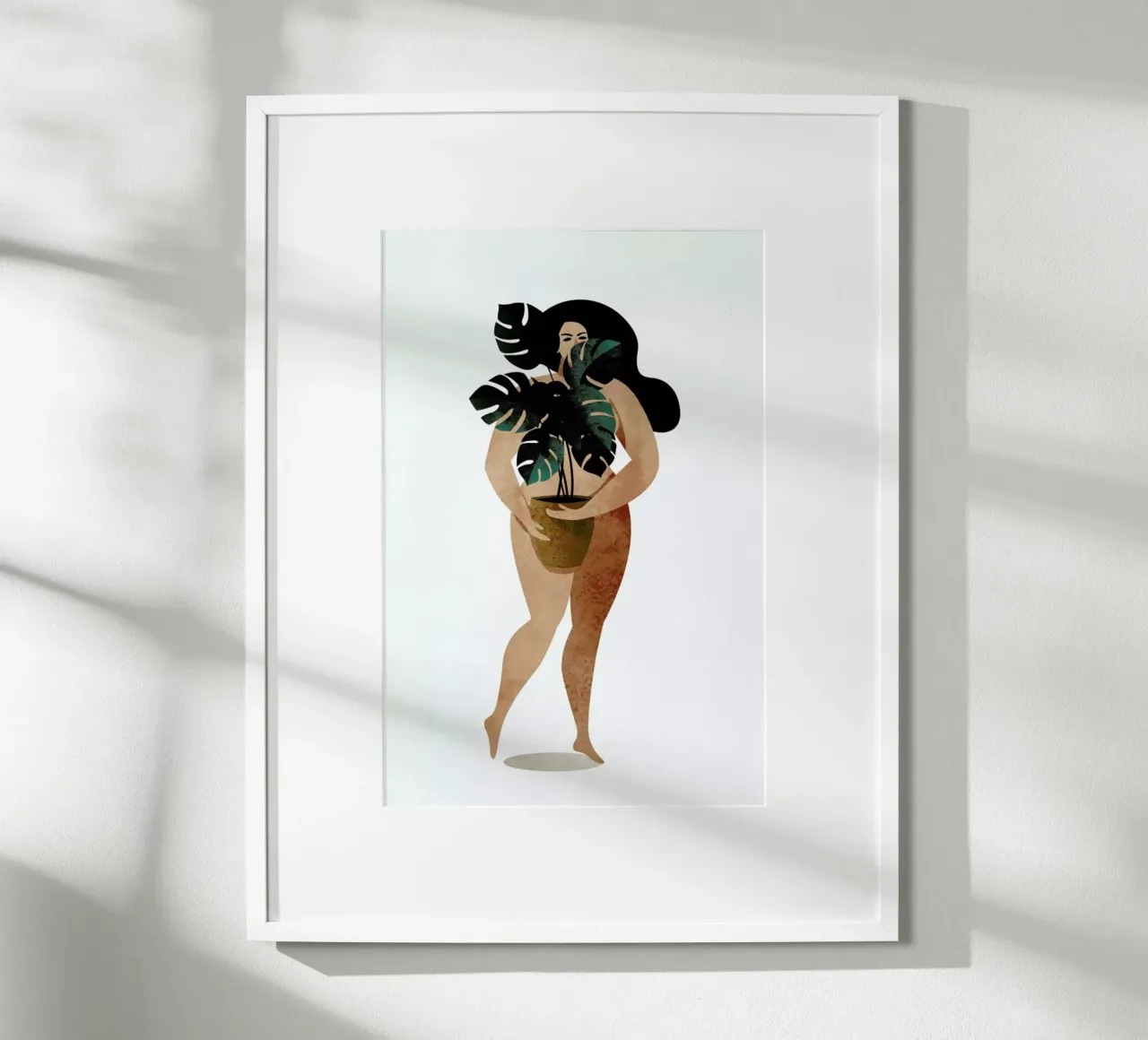 Nude with Plant poster with aluminum frame by Kubistika
