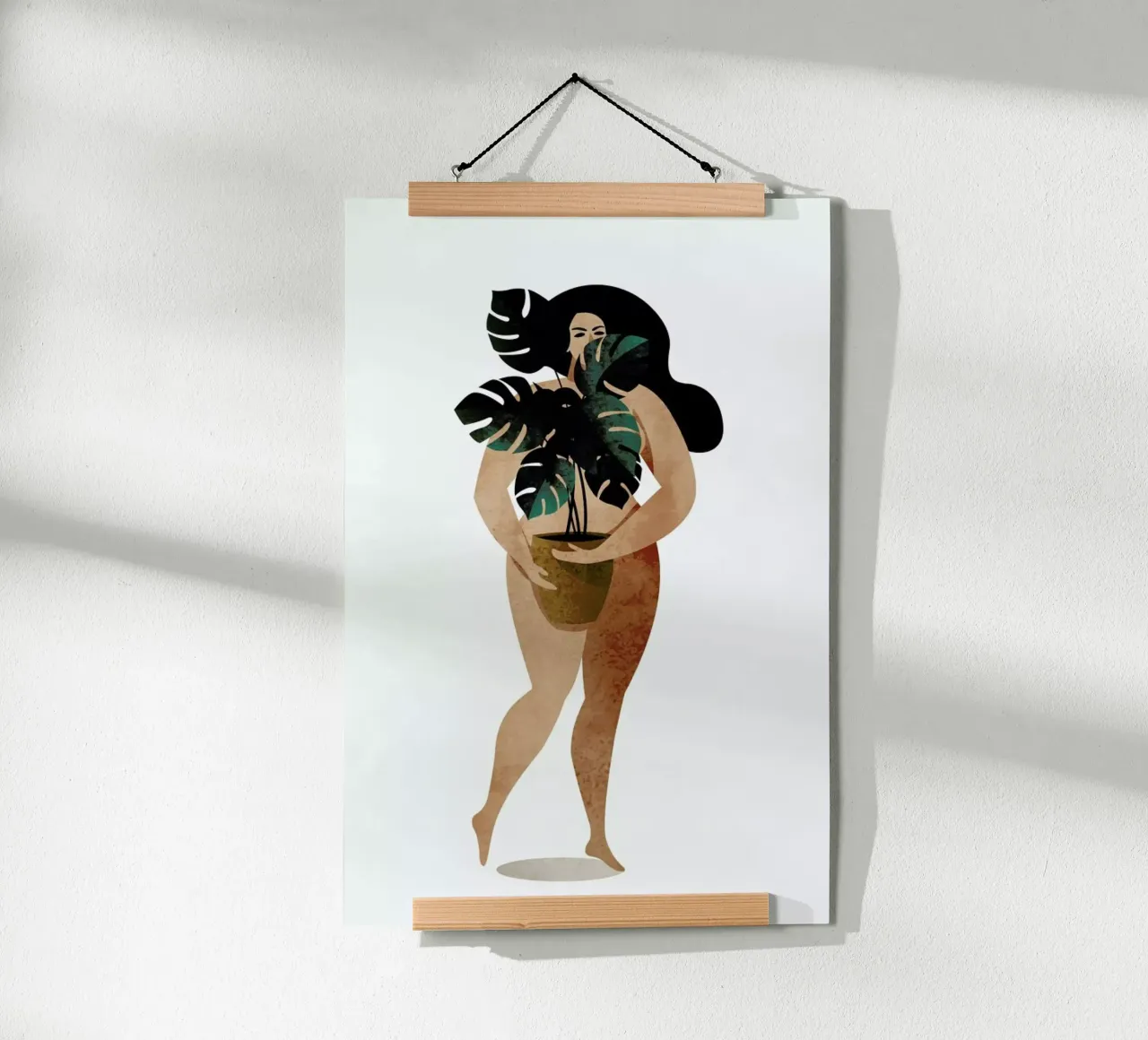 Nude with Plant poster with aluminum frame by Kubistika