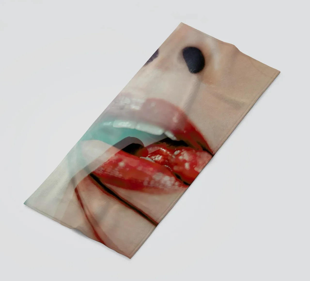 Mouth I beach towel by Sebastian Hilgetag