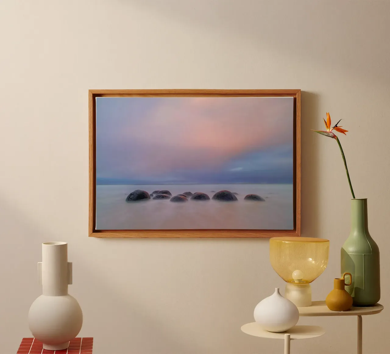 Moeraki Boulders - Hua Zhu tela con Cornice a cassetta da Pictufy