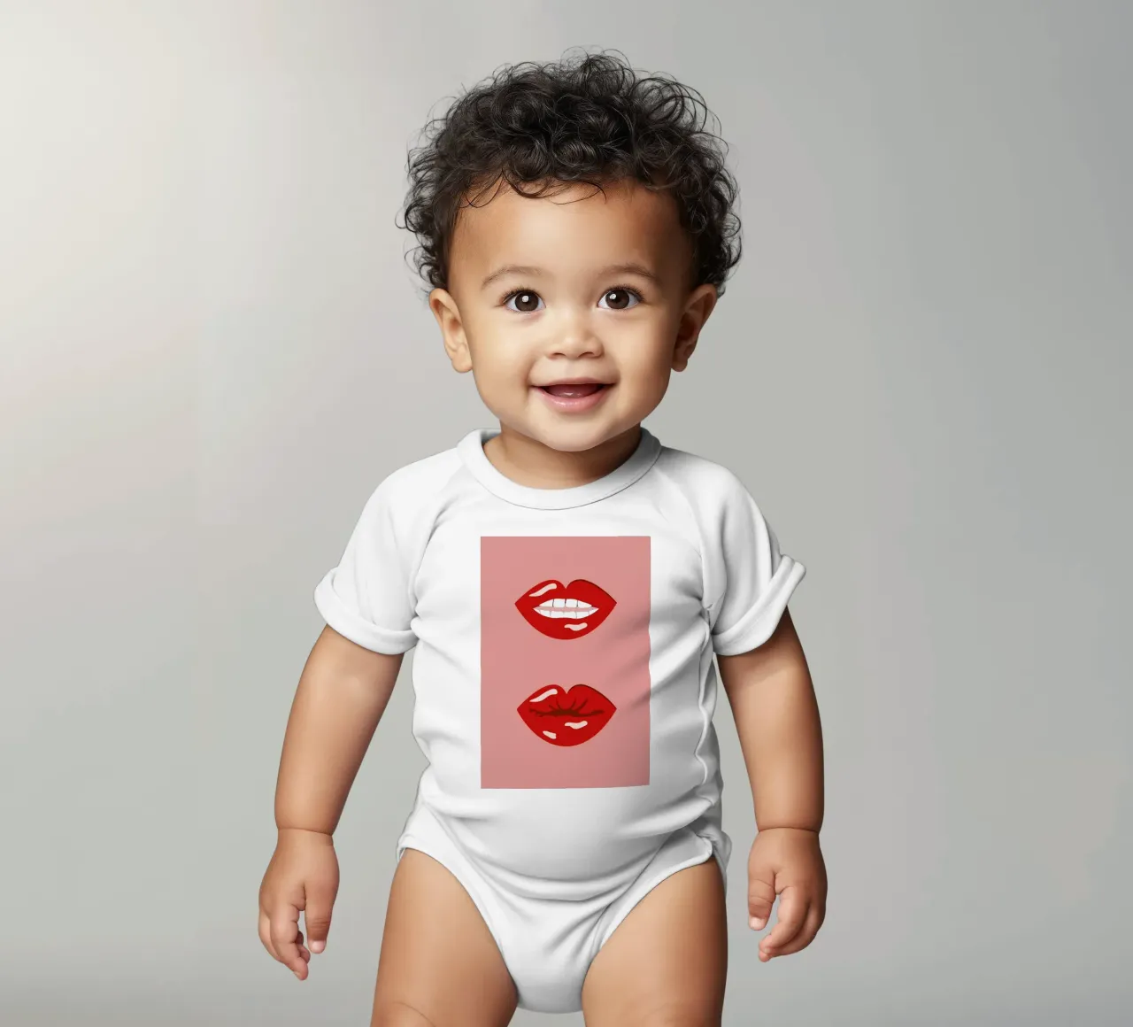 Lips short-sleeve baby romper by daylight design studio