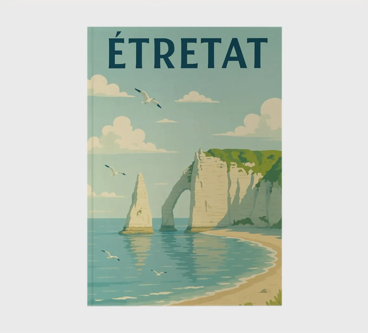 Étretat - Retro poster of the Normandy cliffs notebook by PrintMoiUnTruc