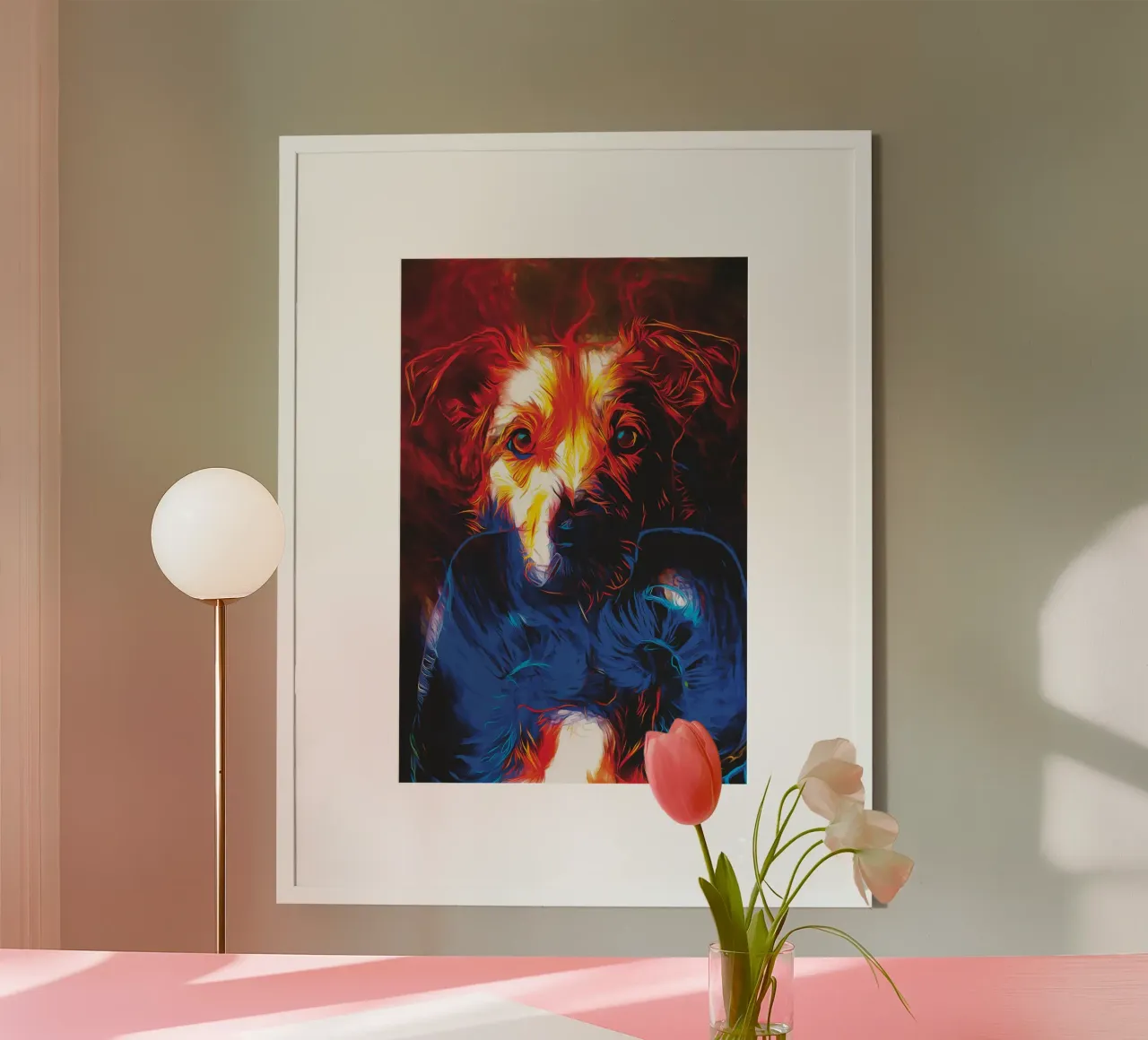 il cane da boxe poster con telaio in alluminio da Fred-Graph